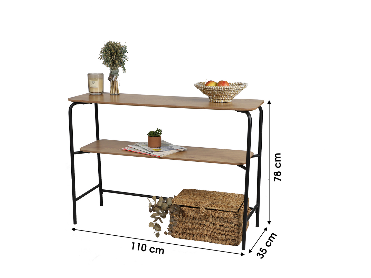 Console en bois et métal Marcel 2 niveaux